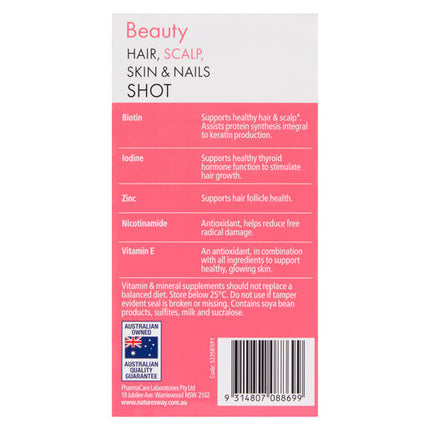 Nature’s Way Beauty Hair, Scalp, Skin & Nails Shots 8x50ml Berry Flavoured Liquid