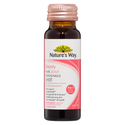 Nature’s Way Beauty Hair, Scalp, Skin & Nails Shots 8x50ml Berry Flavoured Liquid