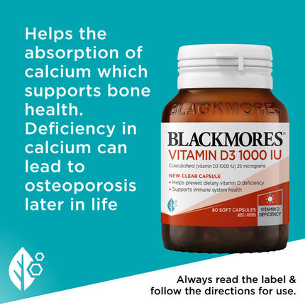Blackmores Vitamin D3 1000IU 60 Capsules