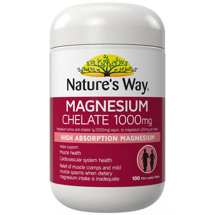 Nature's Way Magnesium Chelate 1000mg 100 Tablets