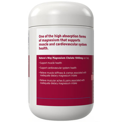Nature's Way Magnesium Chelate 1000mg 100 Tablets