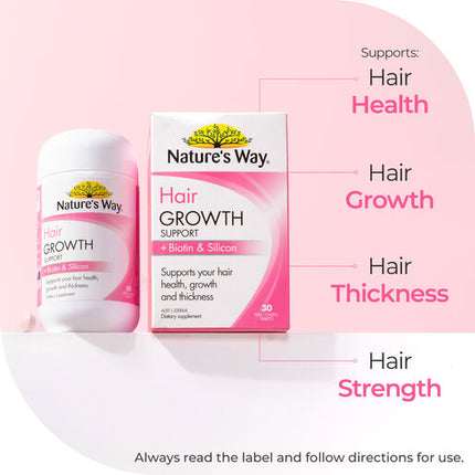 Nature's Way Hair Growth Support Plus Biotin And Silicon 30 Tablets