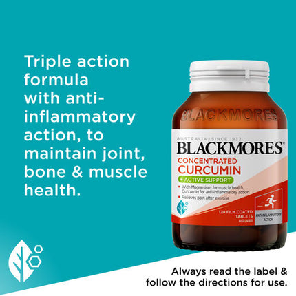 Blackmores Concentrated Curcumin + Active Support 120 Tablets