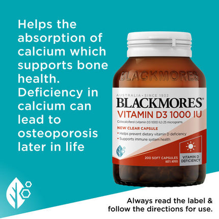Blackmores Vitamin D3 1000IU 200 Capsules