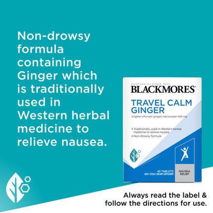 Blackmores Travel Calm Ginger 45 Tablets