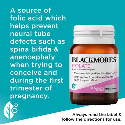 Blackmores Folate 500mcg Tablets