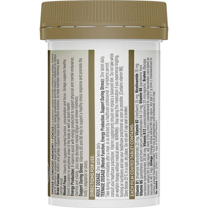 Swisse Ultiboost Memory + Focus 50 Tablets