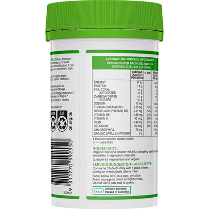 Swisse High Strength Organic Spirulina 200 Tablets