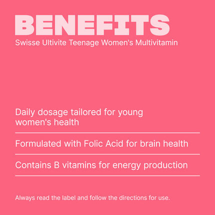 Swisse Ultivite Women's Teenage Multivitamin 60 Tablets
