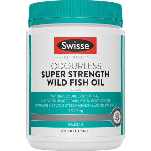 Swisse Odourless Super Strength Wild Fish Oil 2000mg 200 Capsules