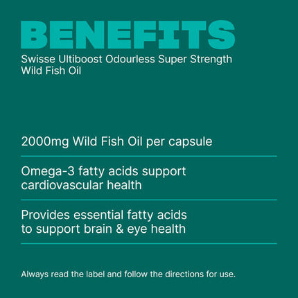 Swisse Odourless Super Strength Wild Fish Oil 2000mg 200 Capsules