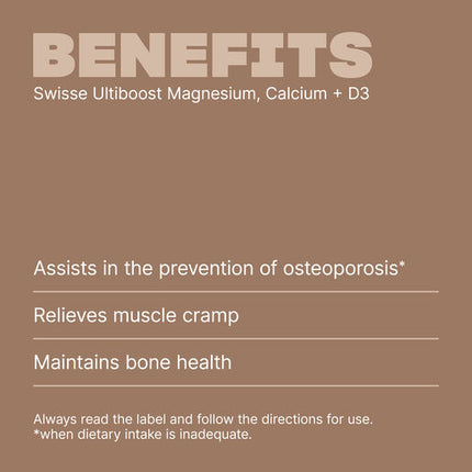 Swisse Ultiboost Magnesium, Calcium + D3 120 Tablets