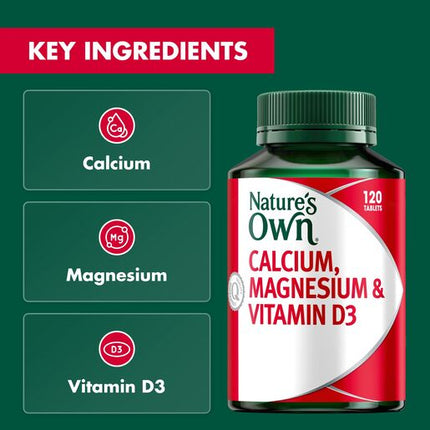 Nature's Own Calcium, Magnesium & Vitamin D3 120 Tablets