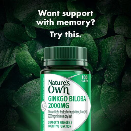 Nature's Own Ginkgo Biloba 2000Mg 100 Tablets