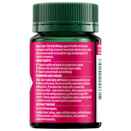 Nature's Own Folic Acid 500mcg 120 Tablets