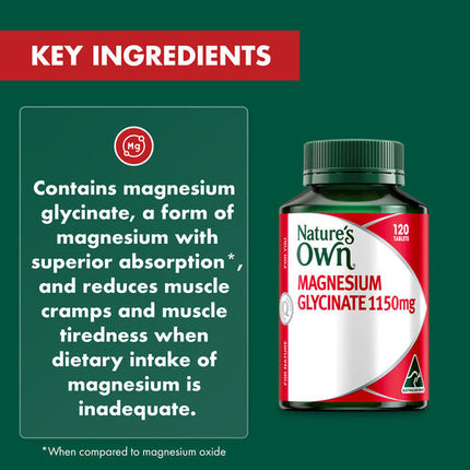 Nature’s Own Magnesium Glycinate 120 Tablets
