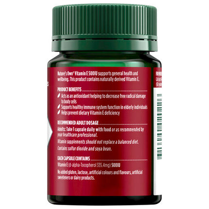 Nature's Own Vitamin E 500IU 60 Capsules