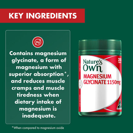Nature’s Own Magnesium Glycinate 200 Tablets