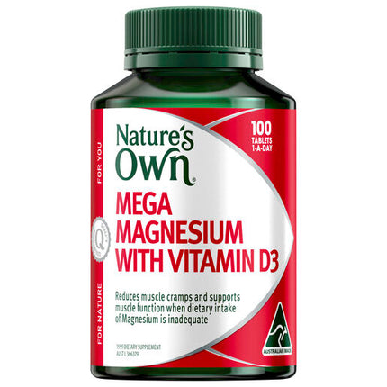 Nature's Own Mega Magnesium With Vitamin D3 100 Tablets