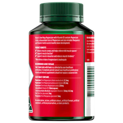 Nature's Own Mega Magnesium With Vitamin D3 100 Tablets
