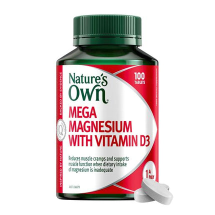 Nature's Own Mega Magnesium With Vitamin D3 100 Tablets