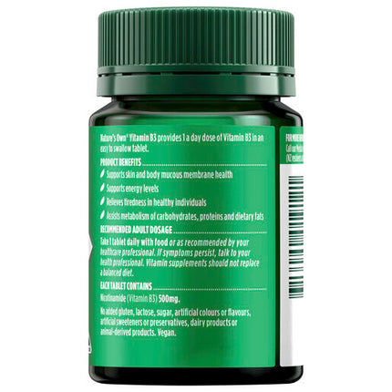 Nature’s Own Vitamin B3 500mg 60 Tablets