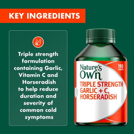 Nature's Own Triple Strength Garlic + C, Horseradish 150 Tablets