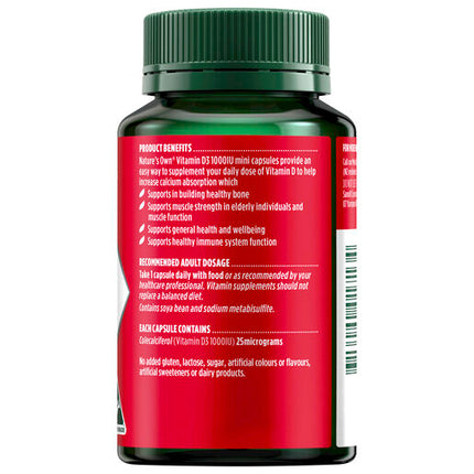 Nature's Own Vitamin D 1000Iu 200 Capsules