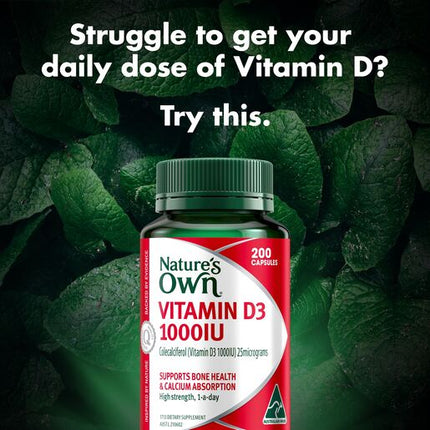 Nature's Own Vitamin D 1000Iu 200 Capsules