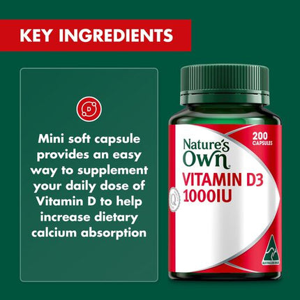 Nature's Own Vitamin D 1000Iu 200 Capsules