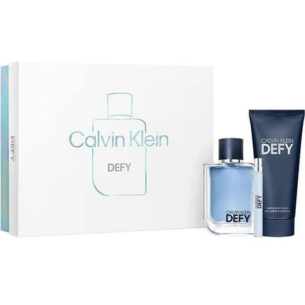 Calvin Klein CK Defy 3Pc Gift Set For Men 100ml EDT + 10ml EDT + 100ml Hair & Body