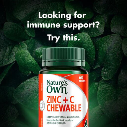 Nature's Own Zinc + C Chewable 60 Tablets