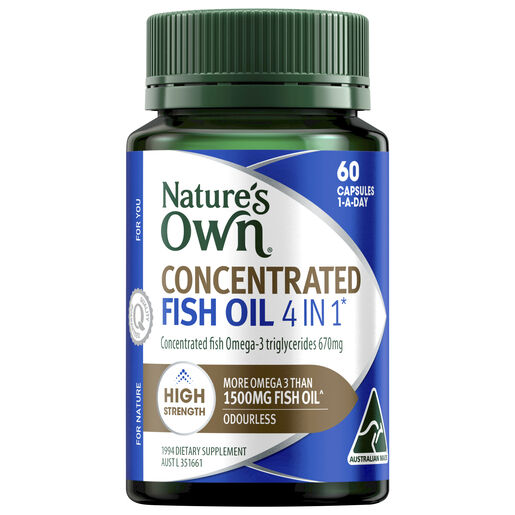 Nature's Own 4 in 1 Concentrated Fish Oil Odourless 60 Capsules