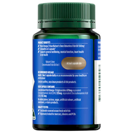 Nature's Own 4 in 1 Concentrated Fish Oil Odourless 60 Capsules