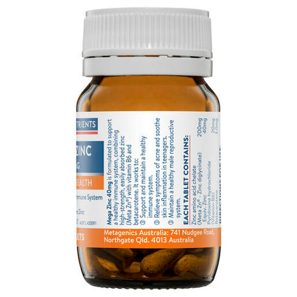 Ethical Nutrients Mega Zinc 40mg 60 Tablets