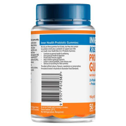 Inner Health Kids 3-in-1 Probiotic Gummies 50 Gummies