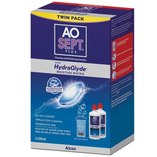 AOSept Plus Contact Lens Solution Twin Pack 360ml x 2