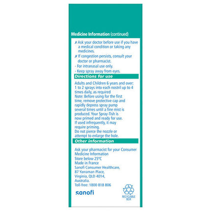 Spray-Tish Menthol Metered Dose Nasal Mist 10ml