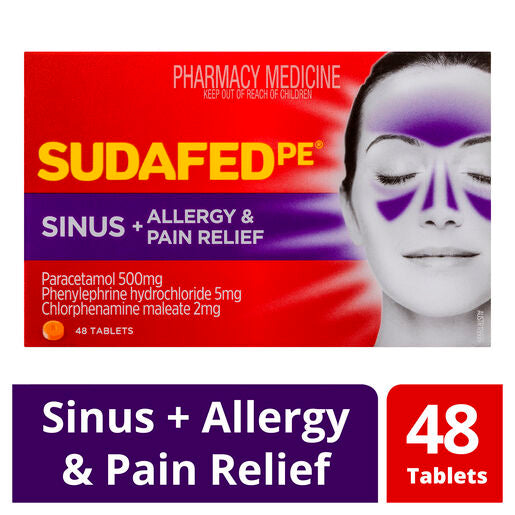 Sudafed PE Sinus + Allergy & Pain Relief 48 Tablets