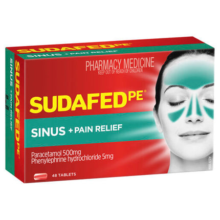 Sudafed PE Sinus + Pain Relief 48 Tablets