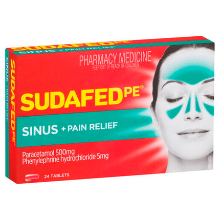 Sudafed PE Sinus + Pain Relief 24 Tablets