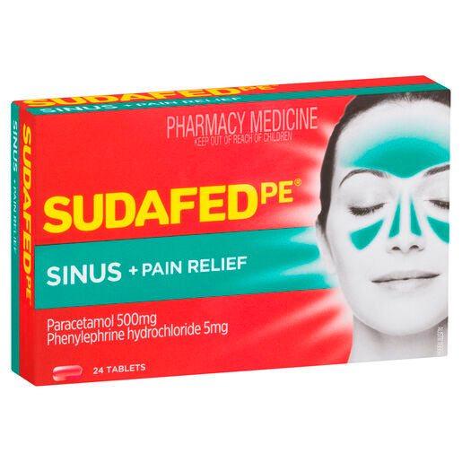 Sudafed PE Sinus + Pain Relief 24 Tablets