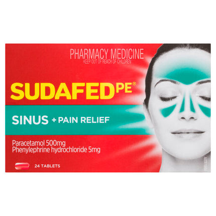 Sudafed PE Sinus + Pain Relief 24 Tablets