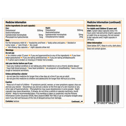 Codral Cold & Flu + Cough Day & Night 48 Capsules