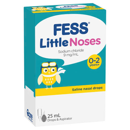 Fess Little Noses 0-2 Years+ Saline Nasal Drops + Aspirator 25mL