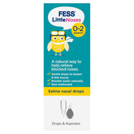 Fess Little Noses 0-2 Years+ Saline Nasal Drops + Aspirator 25mL