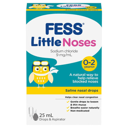 Fess Little Noses 0-2 Years+ Saline Nasal Drops + Aspirator 25mL