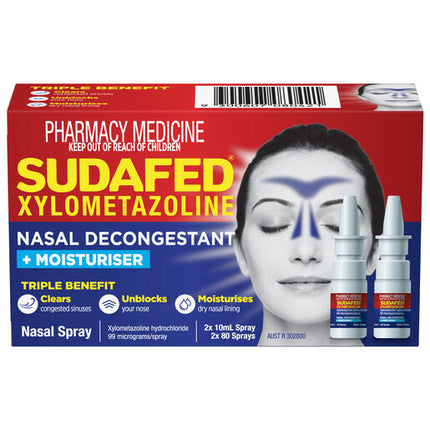 Sudafed Xylo Nasal Decongestant Spray 10ml Twin Pack