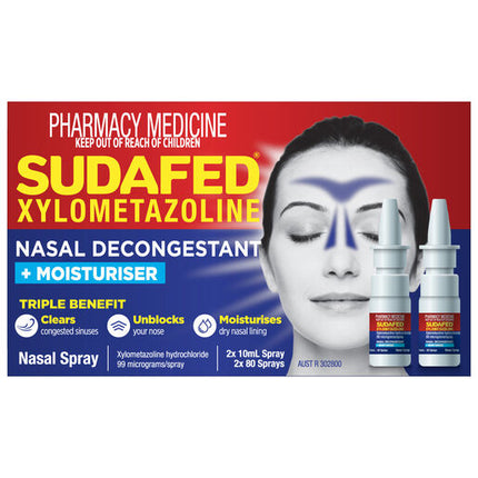 Sudafed Xylo Nasal Decongestant Spray 10ml Twin Pack