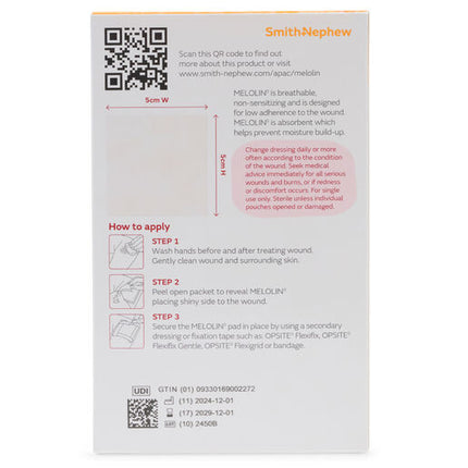 Melolin Low Adherent Dressings 5 x 5cm 5 Pack